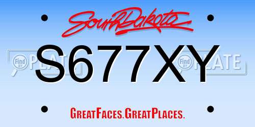 S677XY South Dakota License Plate