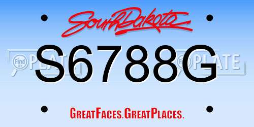 S6788G South Dakota License Plate