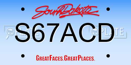 S67ACD South Dakota License Plate