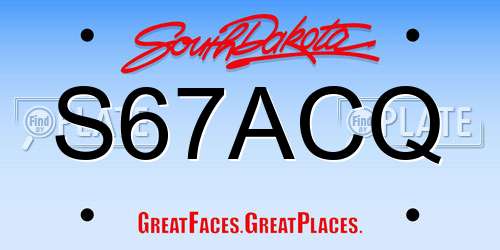 S67ACQ South Dakota License Plate