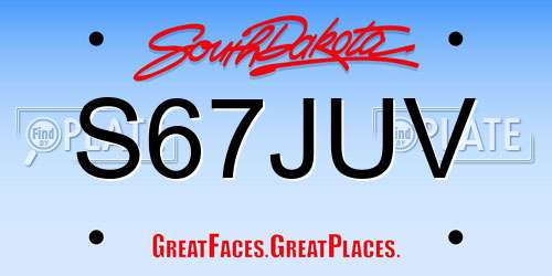 S67JUV South Dakota License Plate