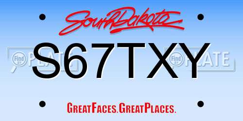 S67TXY South Dakota License Plate