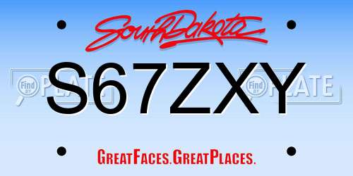 S67ZXY South Dakota License Plate