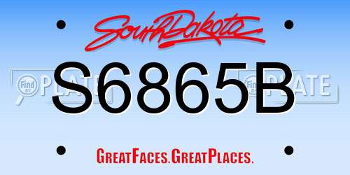 S6865B South Dakota License Plate