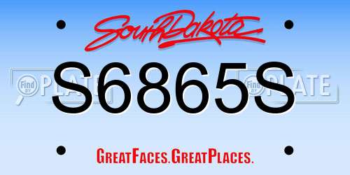 S6865S South Dakota License Plate