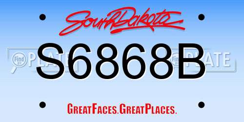 S6868B South Dakota License Plate