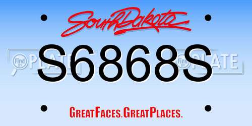 S6868S South Dakota License Plate