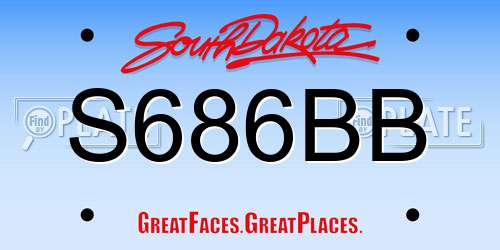 S686BB South Dakota License Plate