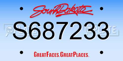 S687233 South Dakota License Plate