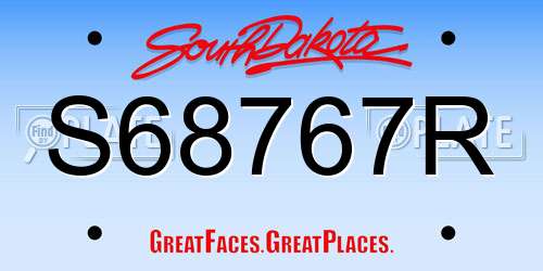 S68767R South Dakota License Plate