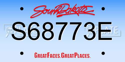 S68773E South Dakota License Plate