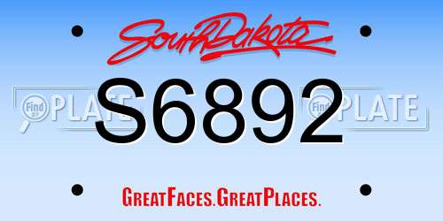 S6892 South Dakota License Plate