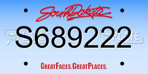 S689222 South Dakota License Plate