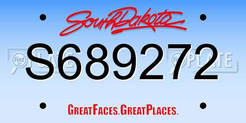 S689272 South Dakota License Plate