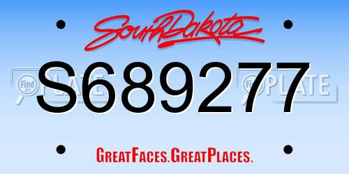 S689277 South Dakota License Plate