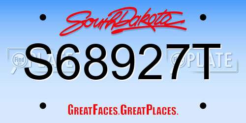 S68927T South Dakota License Plate