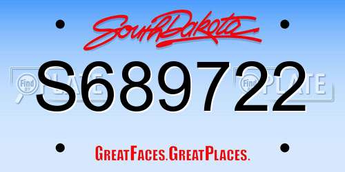 S689722 South Dakota License Plate