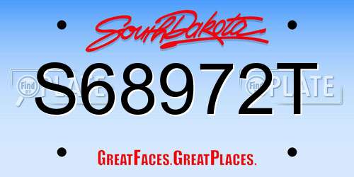 S68972T South Dakota License Plate