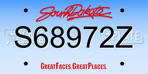 S68972Z South Dakota License Plate
