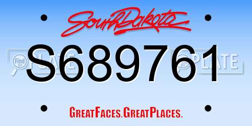 S689761 South Dakota License Plate