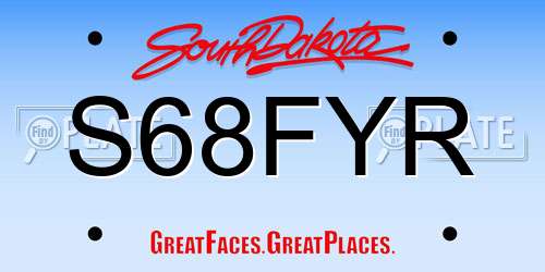 S68FYR South Dakota License Plate