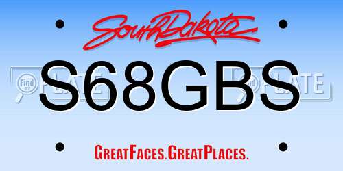 S68GBS South Dakota License Plate
