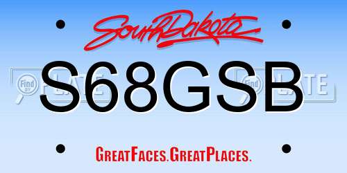 S68GSB South Dakota License Plate
