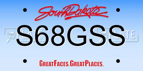 S68GSS South Dakota License Plate