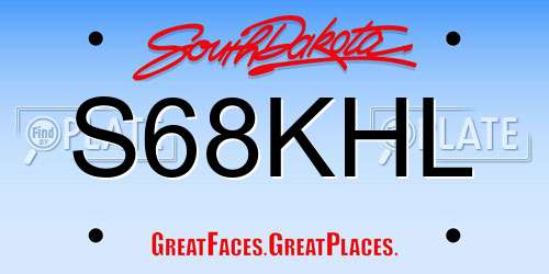 S68KHL South Dakota License Plate