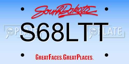 S68LTT South Dakota License Plate