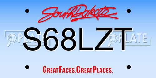 S68LZT South Dakota License Plate