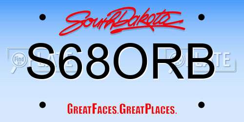 S68ORB South Dakota License Plate