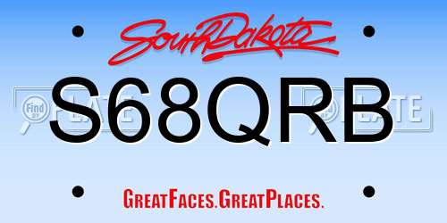 S68QRB South Dakota License Plate