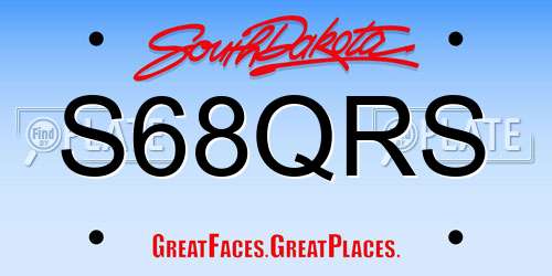 S68QRS South Dakota License Plate