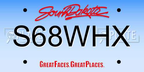 S68WHX South Dakota License Plate