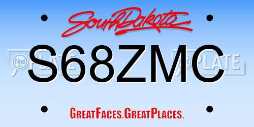 S68ZMC South Dakota License Plate
