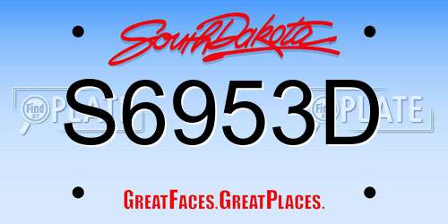 S6953D South Dakota License Plate
