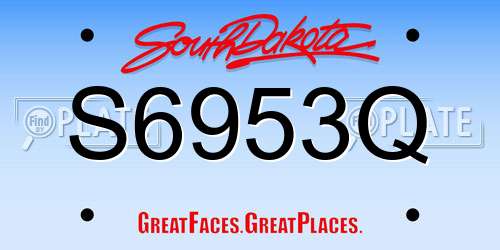 S6953Q South Dakota License Plate