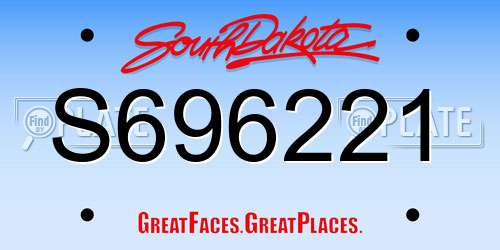 S696221 South Dakota License Plate