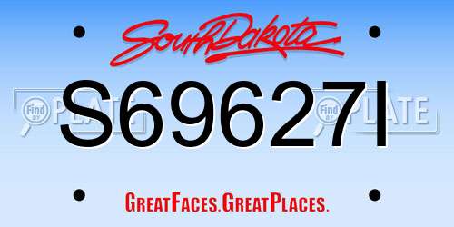 S69627I South Dakota License Plate