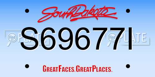 S69677I South Dakota License Plate