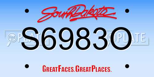 S6983O South Dakota License Plate