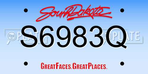 S6983Q South Dakota License Plate