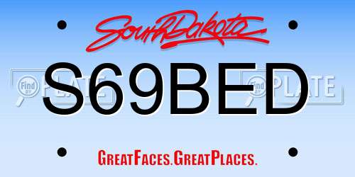 S69BED South Dakota License Plate