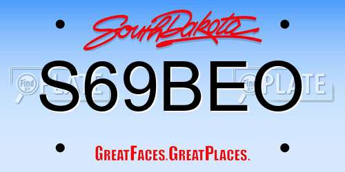 S69BEO South Dakota License Plate