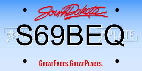 S69BEQ South Dakota License Plate
