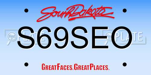 S69SEO South Dakota License Plate