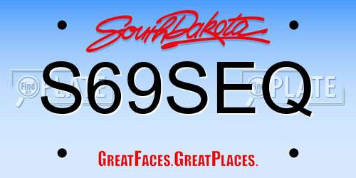 S69SEQ South Dakota License Plate