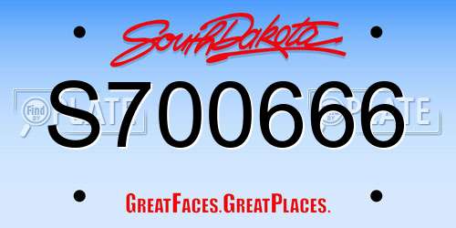 S700666 South Dakota License Plate