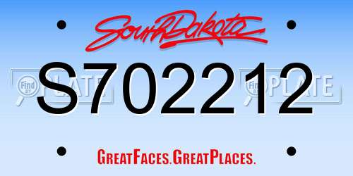 S702212 South Dakota License Plate